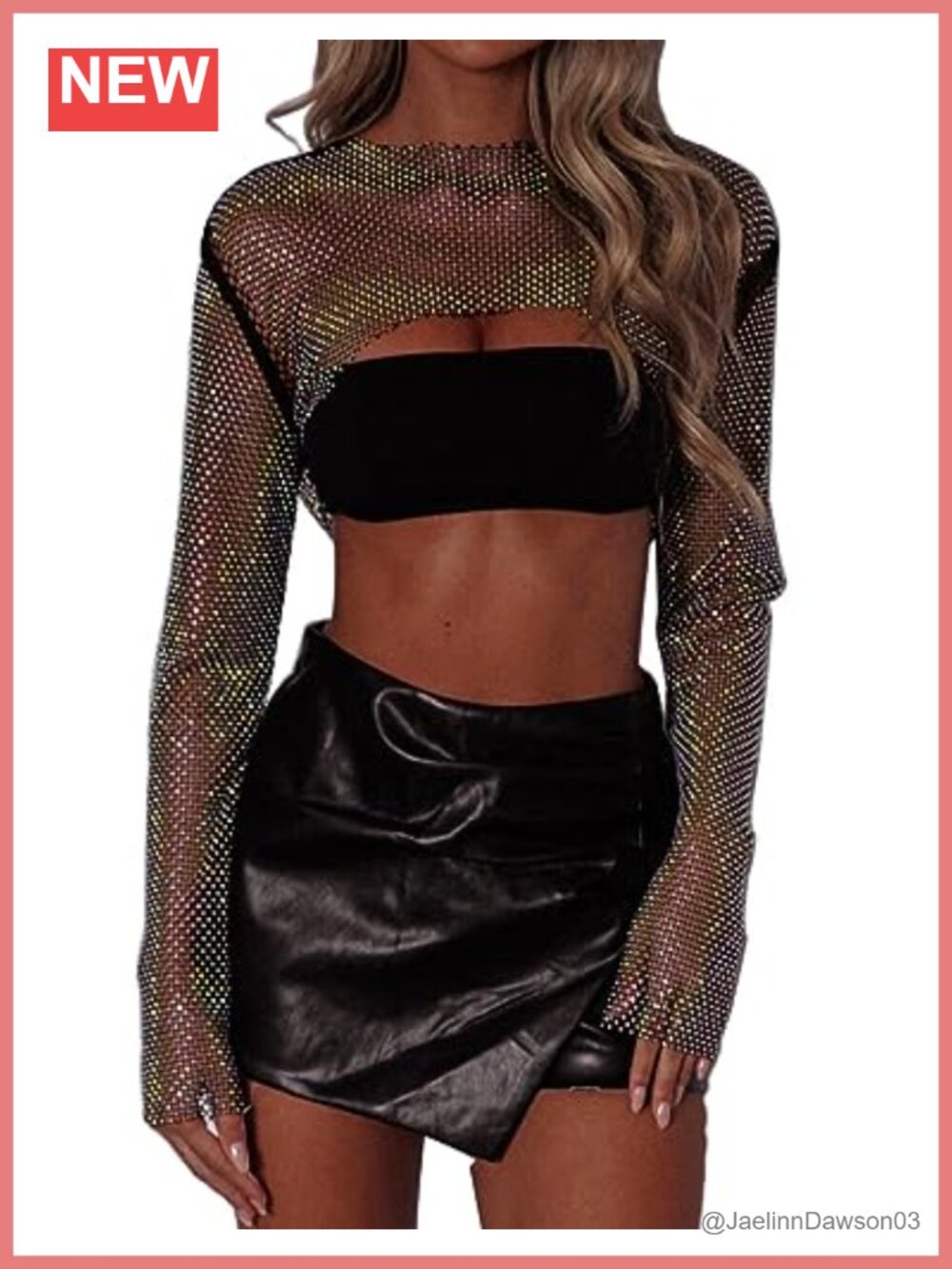 Rhinestone Fishnet Mesh Sparkly Concert Top Crop Festival Rave